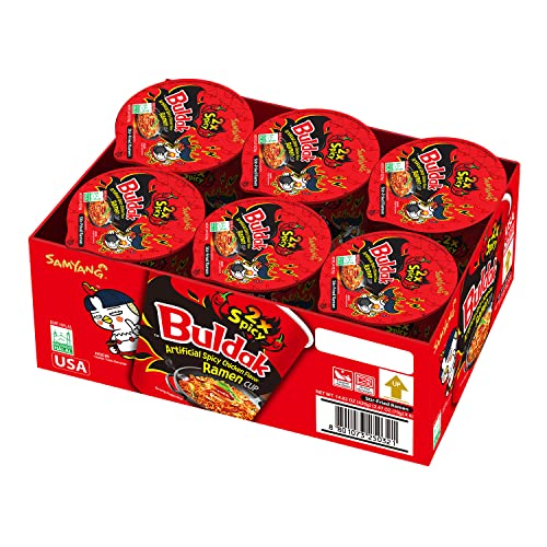 Samyang 2 x Buldak Spicy Hot Chicken Stir Fried Cup Nudeln (6 Stück) von SAMYANG