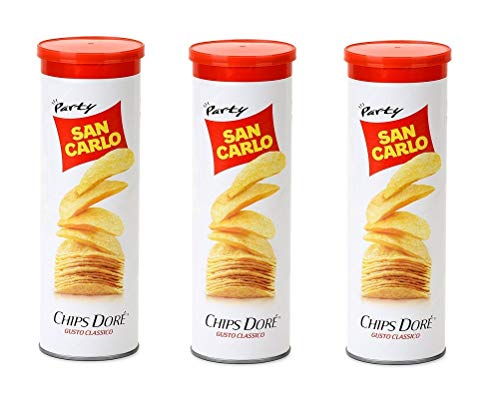 3x San Carlo Chips Dorè Gusto Classico Patatine Kartoffelchips gesalzen Snack Kartoffel chips 100g Tube von SAN CARLO