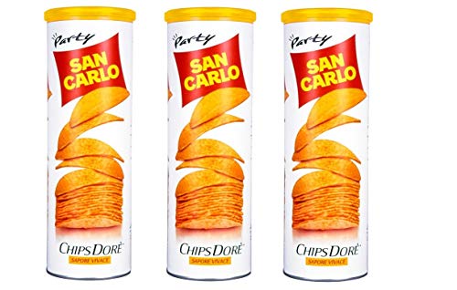 3x San Carlo Chips Dorè Sapore Vivace Patatine Kartoffelchips lebhafter Geschmack gesalzen Snack Kartoffel chips 100g Tube von SAN CARLO