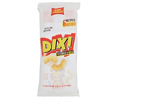 San Carlo Dixi Multipack Maischips Käse gebackene Chips Maiscroissants mit Käsegeschmack salziger Snack ( 6 x 22g ) 132g von SAN CARLO