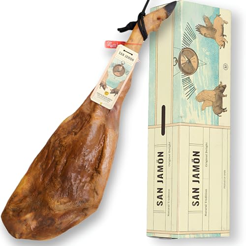 SAN JAMÓN: Iberischer Eichelschinken, 50% Iberische Rasse. 8,5-9 kg, 36 Monate gereift. Handwerklich hergestellt in natürlicher Trockenkammer. von SAN JAMÓN