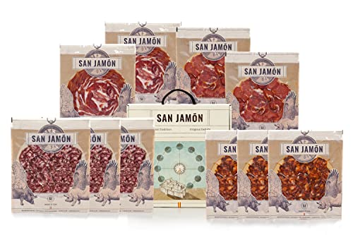 SAN JAMÓN. Weihnachtskorb mit Cebo-Schinken und -Lende, Ibérico-Chorizo und -Salchichón. Geschenkset mit handwerklich hergestellten Gourmet-Ibérico-Produkten. von SANJAMON