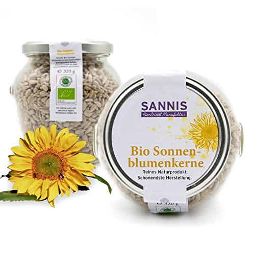 SANNIS Bio-Sonnenblumenkerne 320g I Sonnenblumenkerne aus kontrolliert biologischem Anbau I Sonnenblumenkerne geschält & ungesalzen I reich an Vitamin E I ideal als Topping & zum Backen I glutenfrei SANNIS Bio-Sonnenblumenkerne 320g I Sonnenblumenkerne aus kontrolliert biologischem Anbau I Sonnenblumenkerne geschält & ungesalzen I reich an Vitamin E I ideal als Topping & zum Backen I glutenfrei von SANNIS Bio-Leinöl Manufaktur
