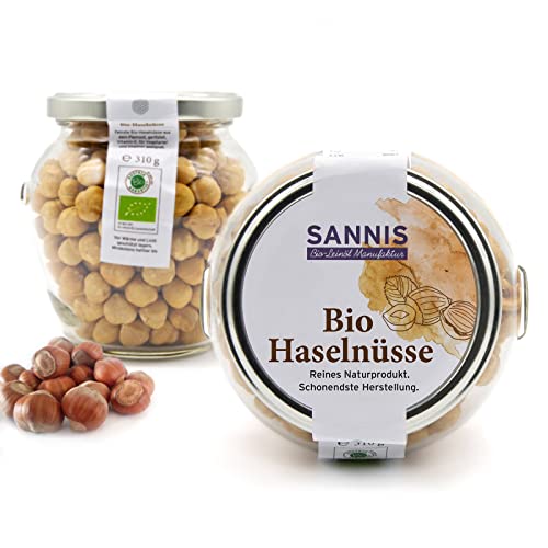 Sannis Bio-Haselnüsse 310g I Haselnüsse aus dem Piemont I ganze Haselnusskerne geschält & geröstet I ungesalzen Bio Haselnüsse ideal als Snack & für Müsli I reich an Vitamin E I glutenfrei Sannis Bio-Haselnüsse 310g I Haselnüsse aus dem Piemont I ganze Haselnusskerne geschält & geröstet I ungesalzen Bio Haselnüsse ideal als Snack & für Müsli I reich an Vitamin E I glutenfrei von SANNIS Bio-Leinöl Manufaktur