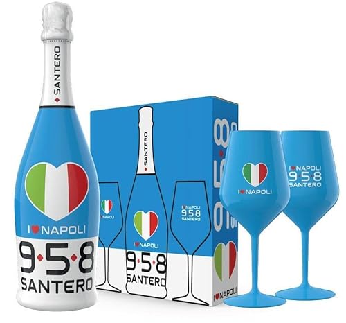 SANTERO 958 EXTRA TROCKEN ICH LIEBE NAPOLI 75 CL GESCHENKBOX MIT 2 GLÄSERN von SANTERO 958