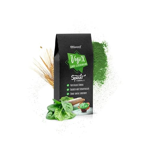 SANUUS VegiX Natürliche Lebensmittelfarbe Bio Spinatpulver Backmischung 500g - Gesunde Backmischungen Brot mit Weizenmehl 550 für Nudeln, Brotbacken und zum Backen aus Bayern von SANUUS Better Living