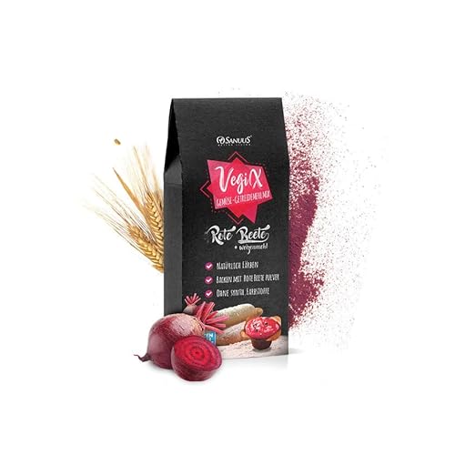 SANUUS VegiX Natürliche Lebensmittelfarbe Bio Rote Beete Pulver Backmischung Set 500g - Gesunde Backmischungen Brot mit Weizenmehl 550 für Nudeln, Brotbacken und zum Backen aus Bayern von SANUUS Better Living