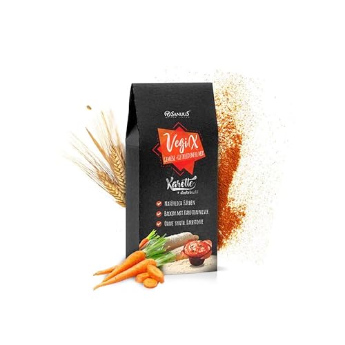 SANUUS VegiX Natürliche Lebensmittelfarbe Bio Karottenpulver Backmischung Set 500g - Gesunde Backmischungen Brot mit Weizenmehl 550 für Nudeln, Brotbacken und zum Backen aus Bayern von SANUUS Better Living