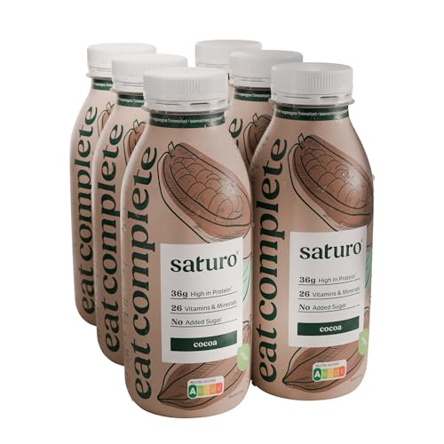 Saturo Trinknahrung Cocoa | Astronautennahrung | 36g Protein, zuckerfrei, 400kcal | Trinknahrung Mit Wertvollen Nährstoffen | 6 x 400ml von SATURO