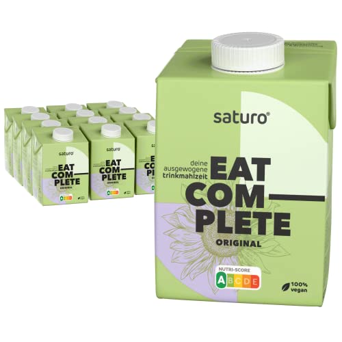 Saturo Trinkmahlzeit Original | Astronautennahrung Mit Protein & 500kcal | Vegane Trinknahrung Mit Wertvollen Nährstoffen | 12 x 500 ml von SATURO