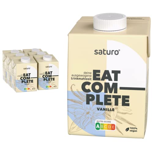 Saturo Trinkmahlzeit Vanille | Astronautennahrung Mit Protein & 500kcal | Vegane Trinknahrung Mit Wertvollen Nährstoffen | 6 x 500 ml von SATURO