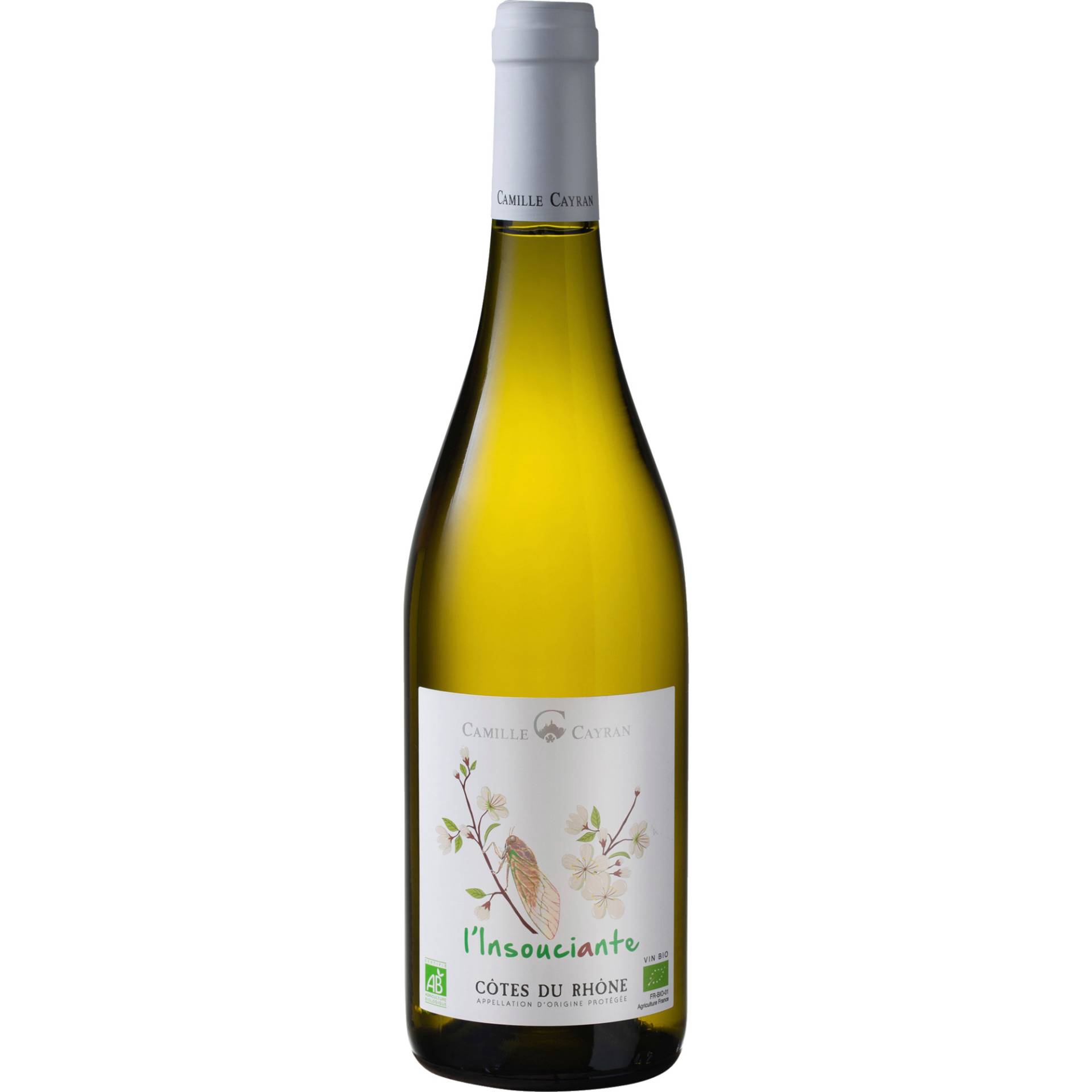 L’Insouciante Côtes du Rhône Blanc Bio, Côtes du Rhône AOP, Rhône, 2023, Weißwein L’Insouciante Côtes du Rhône Blanc Bio, Côtes du Rhône AOP, Rhône, 2023, Weißwein von SCA Cave de Cairanne Camille et Cécilia, 290 avenue de la libération, F-84290 Cairanne