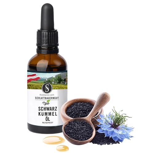 SCHLATTBAUERNGUT Bio Schwarzkümmelöl – 50ml – kaltgepresst & gefiltert – 100% Bio-Qualität aus Österreich –Reich an Thymochinon mit Antioxidantien & Omega-6 Fettsäuren SCHLATTBAUERNGUT Bio Schwarzkümmelöl – 50ml – kaltgepresst & gefiltert – 100% Bio-Qualität aus Österreich –Reich an Thymochinon mit Antioxidantien & Omega-6 Fettsäuren von SCHLATTBAUERNGUT