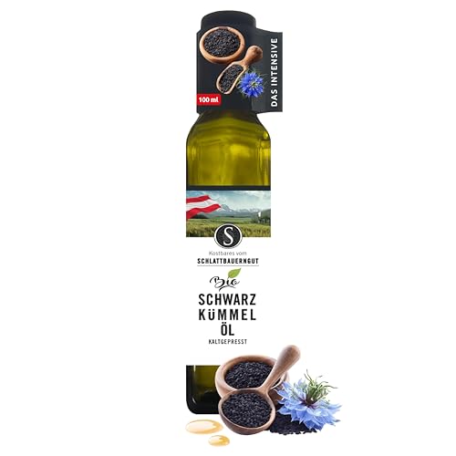 SCHLATTBAUERNGUT Bio Schwarzkümmelöl – 100ml – kaltgepresst & gefiltert – 100% Bio-Qualität aus Österreich –Reich an Thymochinon mit Antioxidantien & Omega-6 Fettsäuren SCHLATTBAUERNGUT Bio Schwarzkümmelöl – 100ml – kaltgepresst & gefiltert – 100% Bio-Qualität aus Österreich –Reich an Thymochinon mit Antioxidantien & Omega-6 Fettsäuren von SCHLATTBAUERNGUT