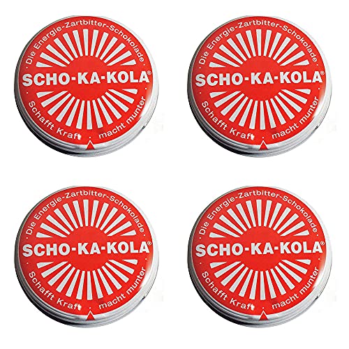 Zartbitterschokolade Scho-Ka-Kola, im 4er-Set (4 Dosen à 100g) von Scho-Ka-Kola