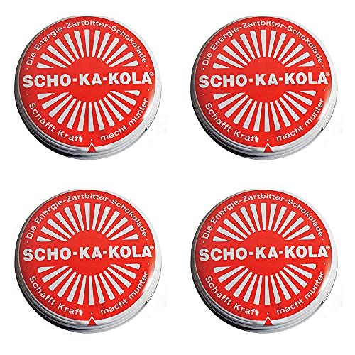 Zartbitterschokolade Scho-Ka-Kola, im 4er-Set (4 Dosen à 100g) von SCHO-KA-KOLA