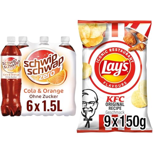 Erfrischend und Knusprig: SCHWIPSCHWAP Zero (6x1,5L) & Lay's KFC Kentucky Fried Chicken (9x150G), Cola Geschmack trifft auf herzhafte Chips von SCHWIPSCHWAP