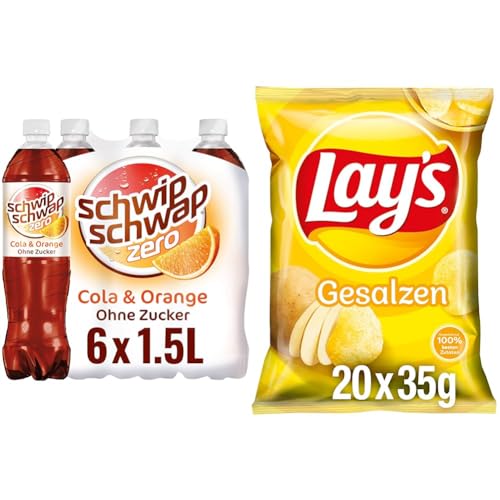 Erfrischend und Knusprig: SCHWIPSCHWAP Zero (6x1,5L) & Lay's Gesalzen (20x35G), Cola Geschmack trifft auf herzhafte Chips von SCHWIPSCHWAP