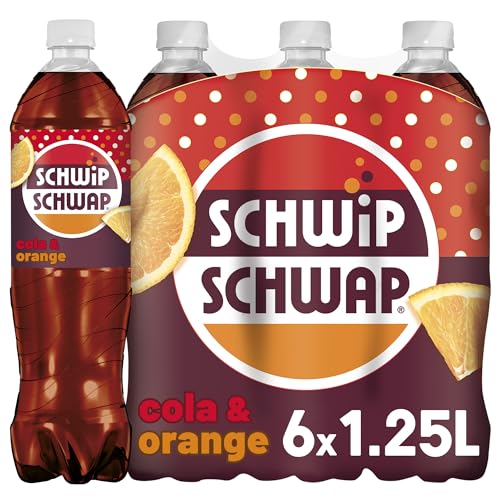 SCHWIPSCHWAP, Das Original – Koffeinhaltiges Cola-Erfrischungsgetränk mit Orange in Flaschen aus 100% recyceltem Material, EINWEG (6 x 1.25 l) von SCHWIPSCHWAP