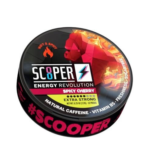 SCOOPER Energy 1x Spicy Cherry Xtra Strong | 80 MG Koffein pro Pouch | 12 Pouches pro Dose | Zuckerfrei & Vegan | Energy Drink Alternative von Scooper
