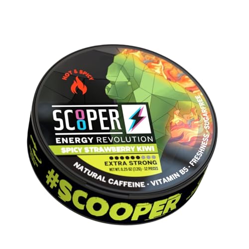 SCOOPER Energy 1x Spicy Strawberry Kiwi Xtra Strong | 80 MG Koffein pro Pouch | 12 Pouches pro Dose | Zuckerfrei & Vegan von Scooper