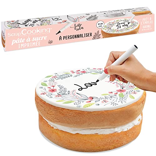 SCRAP COOKING - Zuckerpaste (Flower) für Kuchen – Blumendruck zum Personalisieren mit 1 Filz – Zubehör zum Backen von Blumen, praktisch, 110 g – 7299 von ScrapCooking