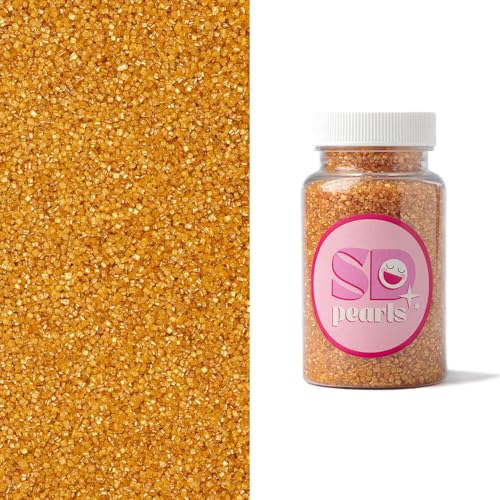 SD Pearls Farbzucker, Dekorzucker, Glitzerzucker, Bunter Streudekor Zucker Für Eis, Kekse, Kuchen, Cupcakes, Dessertdekoration (Gold, 100g) von SD Pearls