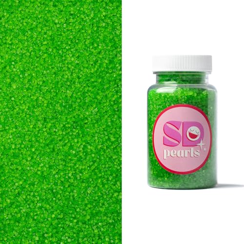 SD Pearls Farbzucker, Dekorzucker, Glitzerzucker, Bunter Streudekor Zucker Für Eis, Kekse, Kuchen, Cupcakes, Dessertdekoration (Grün, 100g) von SD Pearls