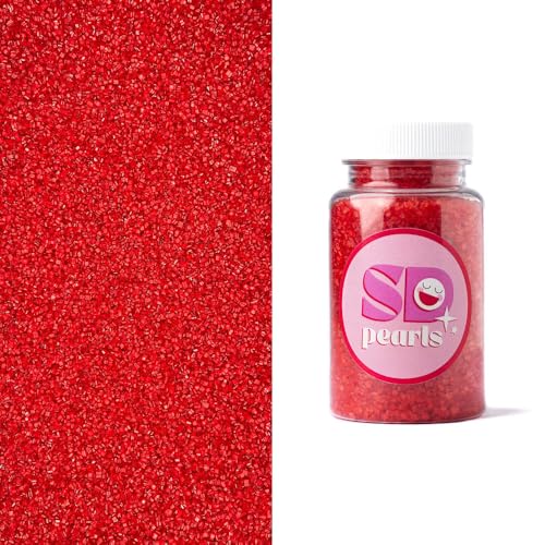 SD Pearls Farbzucker, Dekorzucker, Glitzerzucker, Bunter Streudekor Zucker Für Eis, Kekse, Kuchen, Cupcakes, Dessertdekoration (Rot, 100g) von SD Pearls