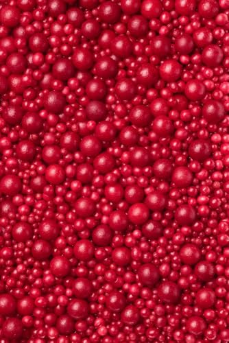 SD Pearls Zuckerperlen, Essbare Zucker Perlen, Tortendeko Streusel Perlen, Zucker Dekorperlen Für Keksen, Kuchen, Cupcakes, Dessertdekoration (Bordeaux, 3,4,5,7,10mm, 1000g) von SD Pearls