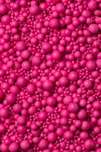 SD Pearls Zuckerperlen, Essbare Zucker Perlen, Tortendeko Streusel Perlen, Zucker Dekorperlen Für Keksen, Kuchen, Cupcakes, Dessertdekoration (Himbeere, 3,4,5,7,10mm, 1000g) von SD Pearls