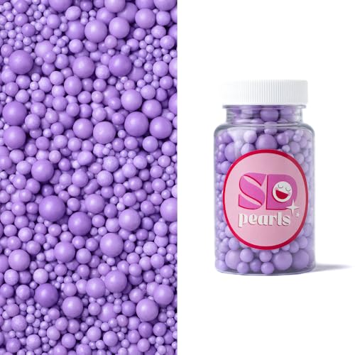 SD Pearls Zuckerperlen, Essbare Zucker Perlen, Tortendeko Streusel Perlen, Zucker Dekorperlen Für Keksen, Kuchen, Cupcakes, Dessertdekoration (Violett, 3,4,5,7,10mm, 100g) von SD Pearls