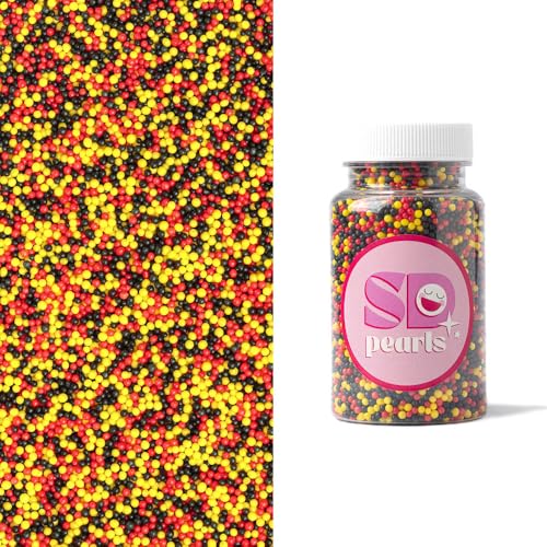 SD Pearls Zuckerperlen, Mix Perlen, Essbare Zucker Perlen, Tortendeko Streusel Perlen, Zucker Dekorperlen Für Keksen, Kuchen, Cupcakes, Donuts, Dessertdekoration (Flagge Deutschlands, 500g) von SD Pearls