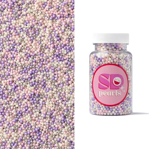 SD Pearls Zuckerperlen, Mix Perlen, Essbare Zucker Perlen, Tortendeko Streusel Perlen, Zucker Dekorperlen Für Keksen, Kuchen, Cupcakes, Donuts, Dessertdekoration (Violett, 500g) von SD Pearls