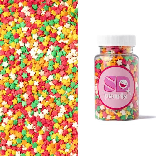 SD Pearls Zuckerstreusel, Bunter Streuselmix, Kuchen Ostern Streusel, Streudekor für Osterkuchen, Zuckerstreusel Ostern, Dekorationszucker für Ostern. (Blumen-Mehrfarbige, 350g) von SD Pearls