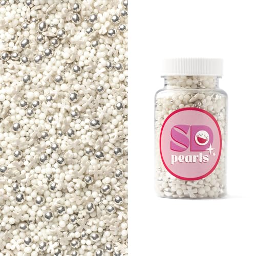 SD Pearls Zuckerstreusel, Bunter Streuselmix, Kuchen Ostern Streusel, Streudekor für Osterkuchen, Zuckerstreusel Ostern, Dekorationszucker für Ostern. (Mix „Silver Cross“, 450g) von SD Pearls