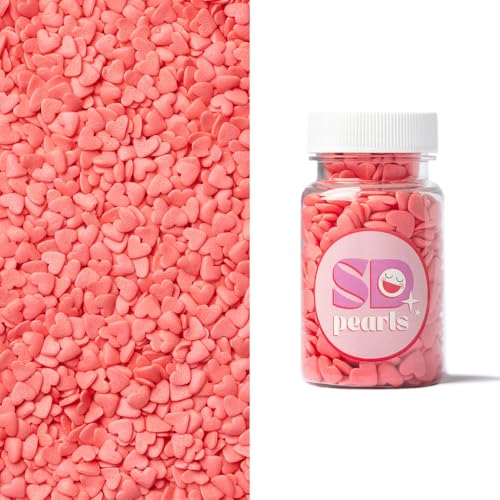 SD Pearls Zuckerstreusel, Bunter Streuselmix, Streusel Valentinstag, Streusel Hochzeit, Streusel Herzen, Streudekor für Torten, Kuchen, Muffins und Desserts. (Herzen-Rosa, 1000g) von SD Pearls