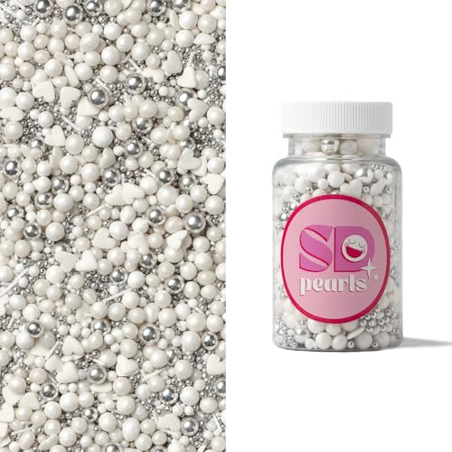SD Pearls Zuckerstreusel, Bunter Streuselmix,Streusel Valentinstag,Hochzeit,Herzen, Streudekor für Torten,Kuchen,Muffins und Desserts. Mix„Braut“,1000g) von SD Pearls