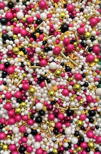 SD Pearls Zuckerstreusel, Bunter Streuselmix, Streusel Valentinstag, Streusel Hochzeit, Streusel Herzen, Streudekor für Torten, Kuchen, Muffins und Desserts. (Mix „Glamour“, 100g) von SD Pearls