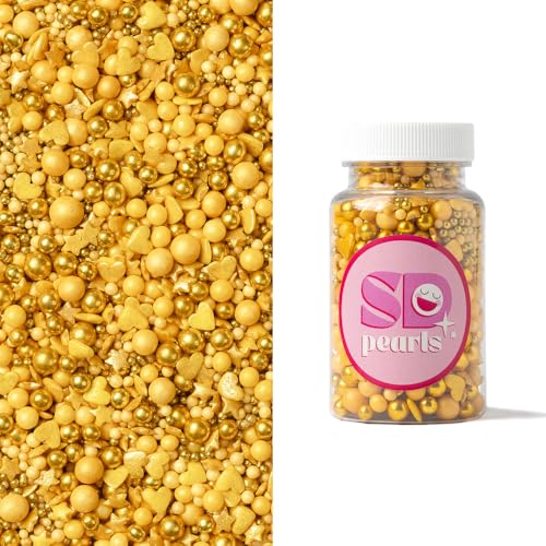 SD Pearls Zuckerstreusel, Bunter Streuselmix, Streusel Valentinstag, Streusel Hochzeit, Streusel Herzen, Streudekor für Torten, Kuchen, Muffins und Desserts. (Mix „Spritzer Champagner“, 1000g) von SD Pearls