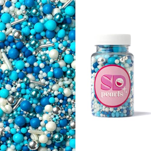 SD Pearls Zuckerstreusel, Essbare Zucker Perlen, Tortendeko Streusel Perlen, Bunter Streuselmix, Streudekor für Kuchen, Dessertdekoration für Geburtstagsfeiern. (Mix „Dunkelblau“, 450g) von SD Pearls