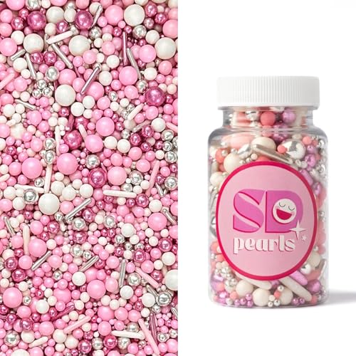 SD Pearls Zuckerstreusel, Essbare Zucker Perlen, Tortendeko Streusel Perlen, Bunter Streuselmix, Streudekor für Kuchen, Dessertdekoration für Geburtstagsfeiern. (Mix „Hell-Pink“, 450g) von SD Pearls