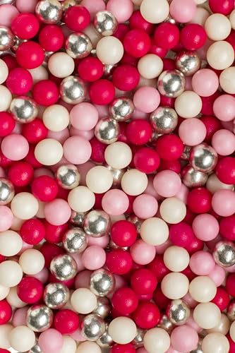 SD Pearls Zuckerstreusel, Essbare Zucker Perlen, Tortendeko Streusel Perlen, Bunter Streuselmix, Streudekor für Kuchen, Dessertdekoration für Geburtstagsfeiern. (Mix „Leuchtend Rosa“, 90g) von SD Pearls