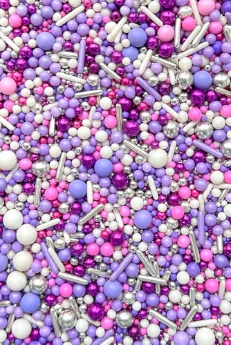 SD Pearls Zuckerstreusel, Essbare Zucker Perlen, Tortendeko Streusel Perlen, Bunter Streuselmix, Streudekor für Kuchen, Dessertdekoration für Geburtstagsfeiern. (Mix „Violett“, 450g) von SD Pearls