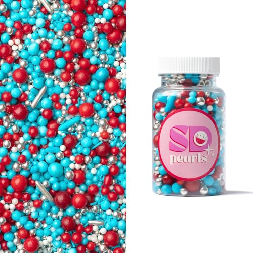 SD Pearls Zuckerstreusel, Essbare Zucker Perlen, Tortendeko Streusel Perlen, Bunter Streuselmix, Streudekor für Kuchen, Dessertdekoration für Geburtstagsfeiern. (Mix „Winterkirsche“, 450g) von SD Pearls