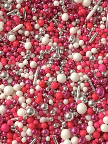 SD Pearls Zuckerstreusel, Essbare Zucker Perlen, Tortendeko Streusel Perlen, Bunter Streuselmix, Streudekor für Kuchen, Dessertdekoration für Geburtstagsfeiern. (Mix “Leuchtend rosa”, 1000g) von SD Pearls