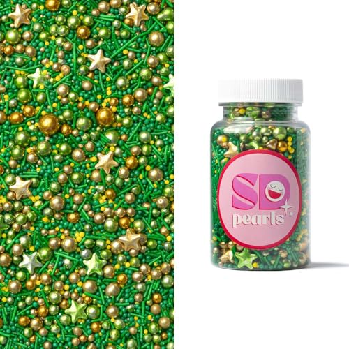 SD Pearls Zuckerstreusel, Weihnachten Streusel Essbar, Zuckerstreusel Weihnachten, Schneeflocken Deco Streusel, Weihnachtskekse Deko Essbar, Streudekor für Kuchen (Mix „Märchenwald“, 100g) von SD Pearls