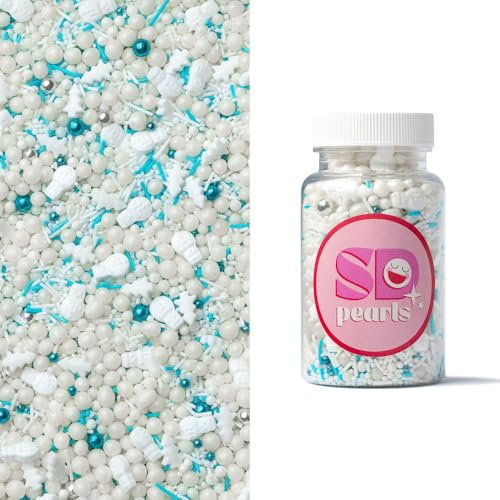 SD Pearls Zuckerstreusel, Weihnachten Streusel Essbar, Zuckerstreusel Weihnachten, Schneeflocken Deco Streusel, Weihnachtskekse Deko Essbar, Streudekor für Kuchen (Mix „Nordpol Party“, 100g) von SD Pearls
