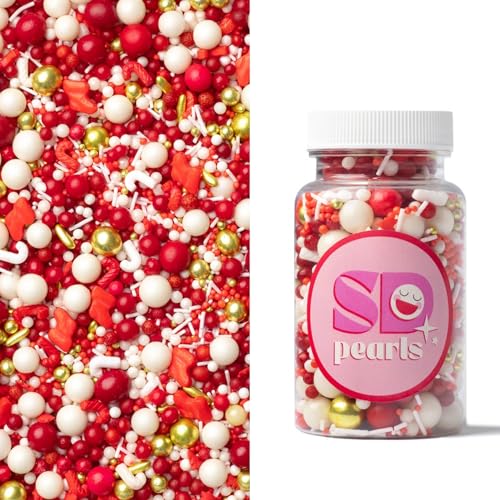 SD Pearls Zuckerstreusel, Weihnachten Streusel Essbar, Zuckerstreusel Weihnachten, Schneeflocken Deco Streusel, Weihnachtskekse Deko Essbar, Streudekor für Kuchen (Mix „Santa“, 450g) von SD Pearls