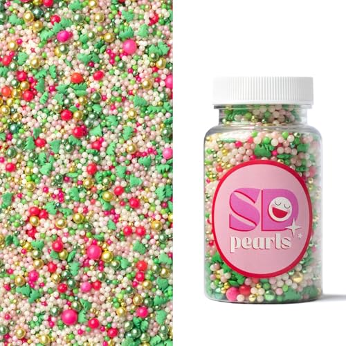 SD Pearls Zuckerstreusel, Weihnachten Streusel Essbar, Zuckerstreusel Weihnachten, Schneeflocken Deco Streusel, Weihnachtskekse Deko Essbar, Streudekor für Kuchen (Mix “Waldelfe”, 100g) von SD Pearls